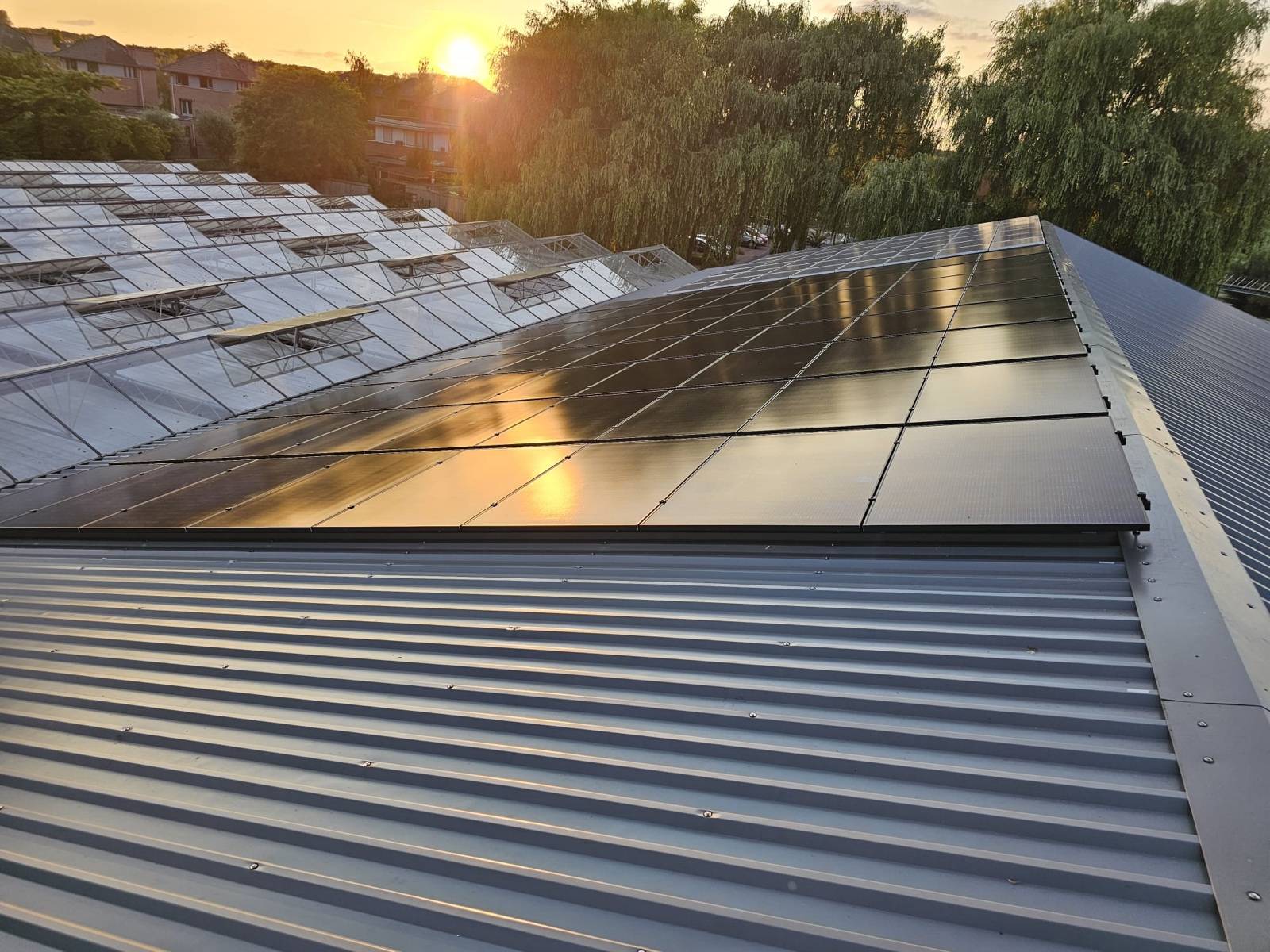 Roof with the solar panels installed
